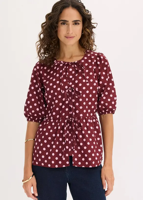 Bluse i 100% bomull med knyting, bonprix