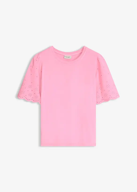 Topp av myk viskosemiks med hullbroderi, bonprix