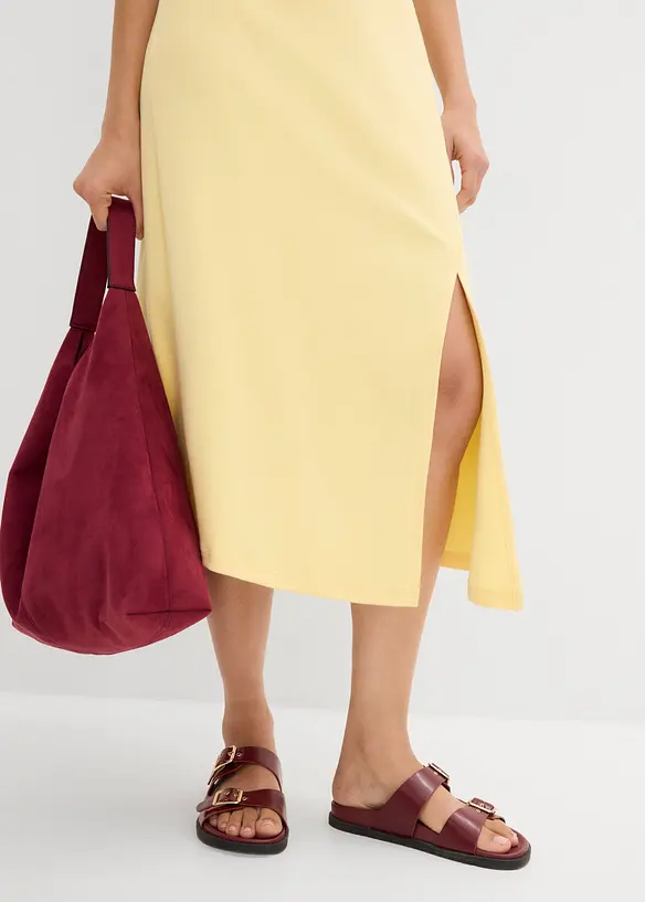 Jerseykjole i 100% &oslash;kologisk bomull med splitt, bonprix