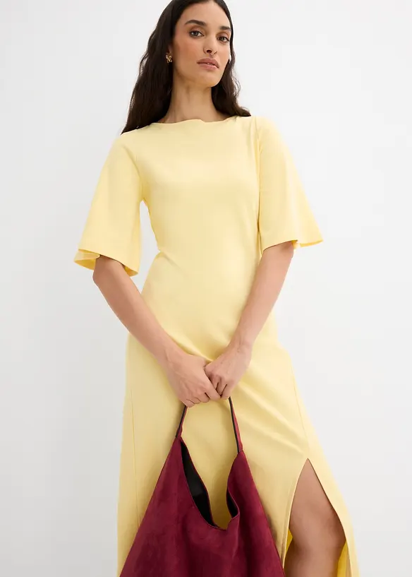 Jerseykjole i 100% &oslash;kologisk bomull med splitt, bonprix