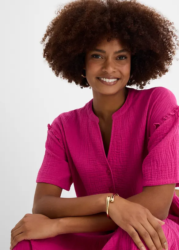 Midikjole i myk musselin, bonprix