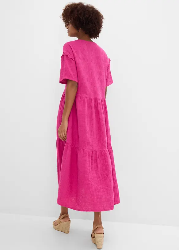 Midikjole i myk musselin, bonprix