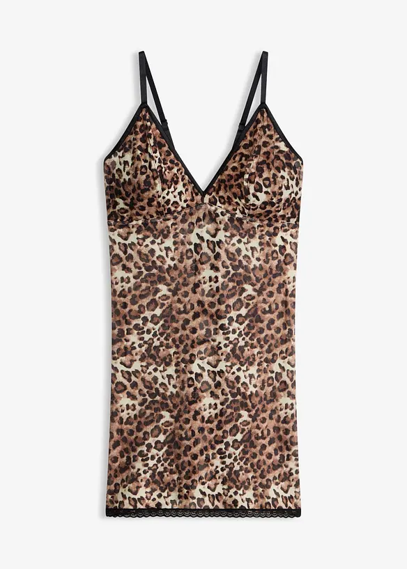 Kjole i leopardm&oslash;nstret mesh, bonprix