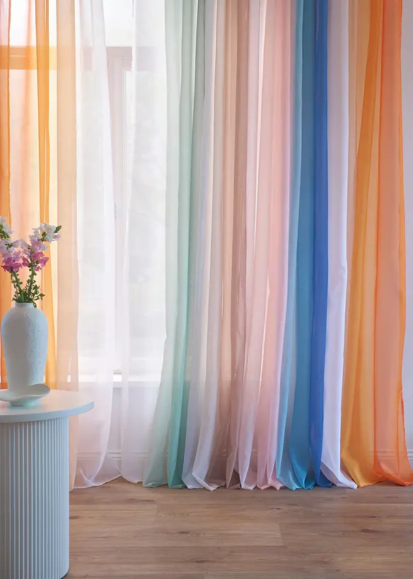 Gardiner i lett voile, f&aring;s ogs&aring; i ekstra lang (2-pack), bonprix