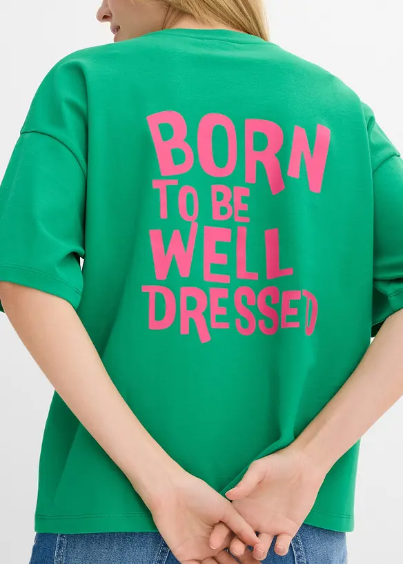Oversized topp i 100% &oslash;kologisk bomull, bonprix
