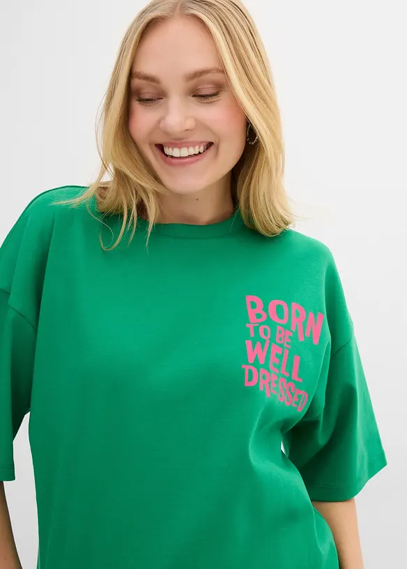 Oversized topp i 100% &oslash;kologisk bomull, bonprix