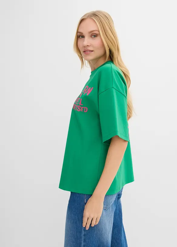 Oversized topp i 100% &oslash;kologisk bomull, bonprix