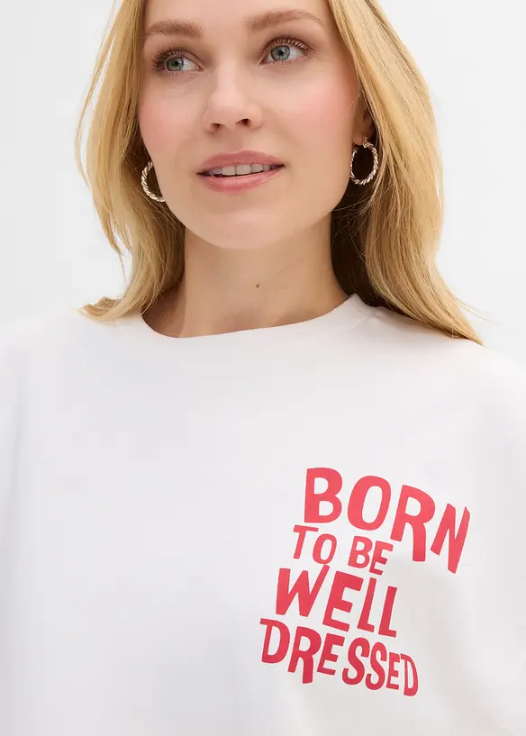 Oversized topp i 100% &oslash;kologisk bomull, bonprix
