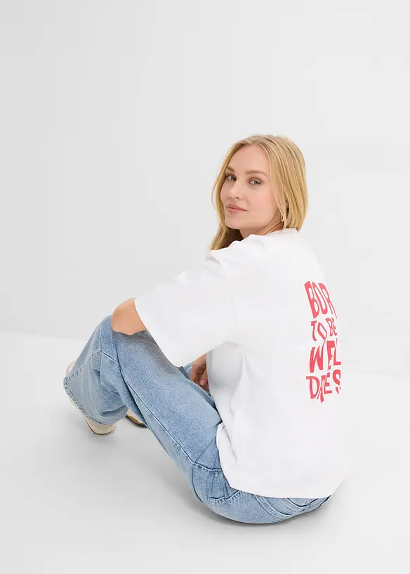 Oversized topp i 100% &oslash;kologisk bomull, bonprix