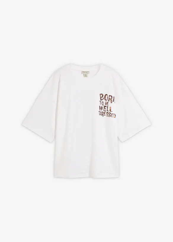 Oversized topp i 100% &oslash;kologisk bomull, bonprix