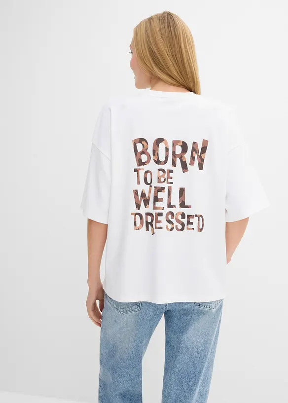 Oversized topp i 100% &oslash;kologisk bomull, bonprix