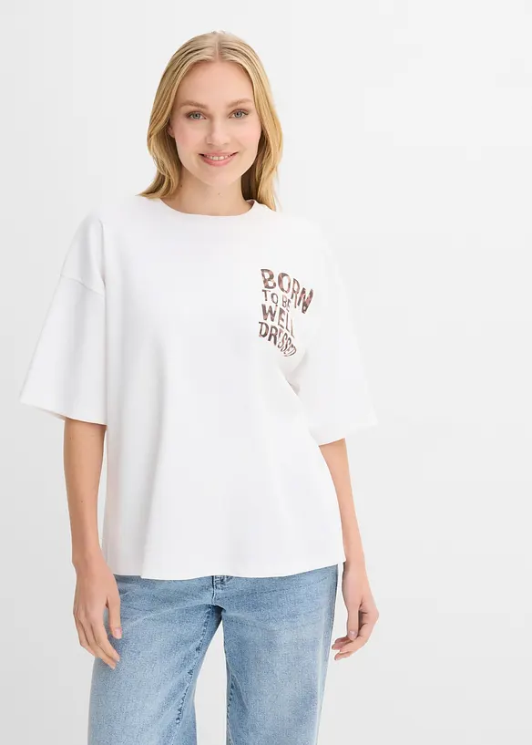 Oversized topp i 100% &oslash;kologisk bomull, bonprix