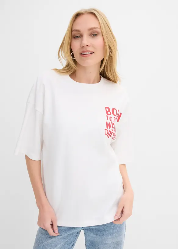 Oversized topp i 100% &oslash;kologisk bomull, bonprix