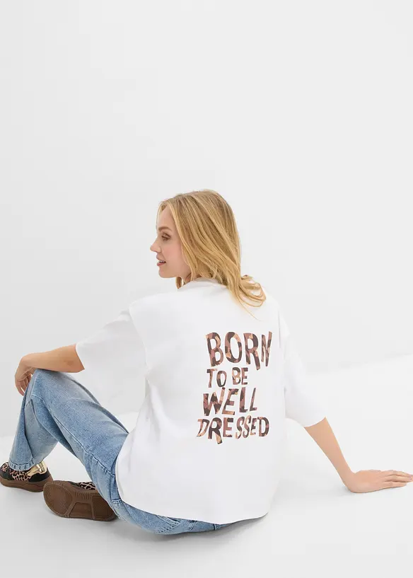 Oversized topp i 100% &oslash;kologisk bomull, bonprix