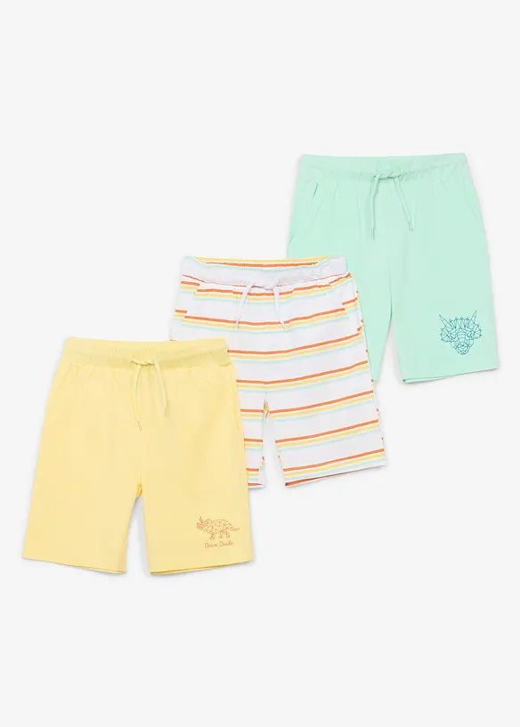 Jersey bermudashorts i 100% &oslash;kologisk bomull (3-pack), bonprix