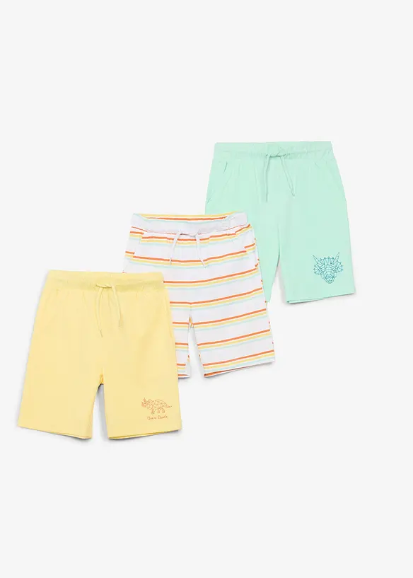 Jersey bermudashorts i 100% &oslash;kologisk bomull (3-pack), bonprix