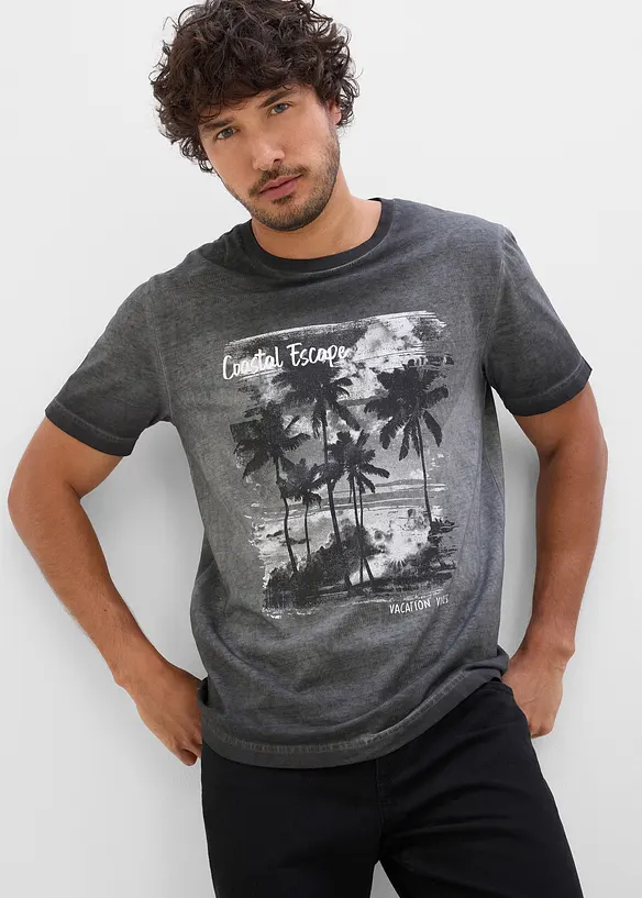 T-skjorte i 100% &oslash;kologisk bomull og vasket look, bonprix