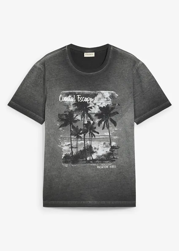 T-skjorte i 100% &oslash;kologisk bomull og vasket look, bonprix