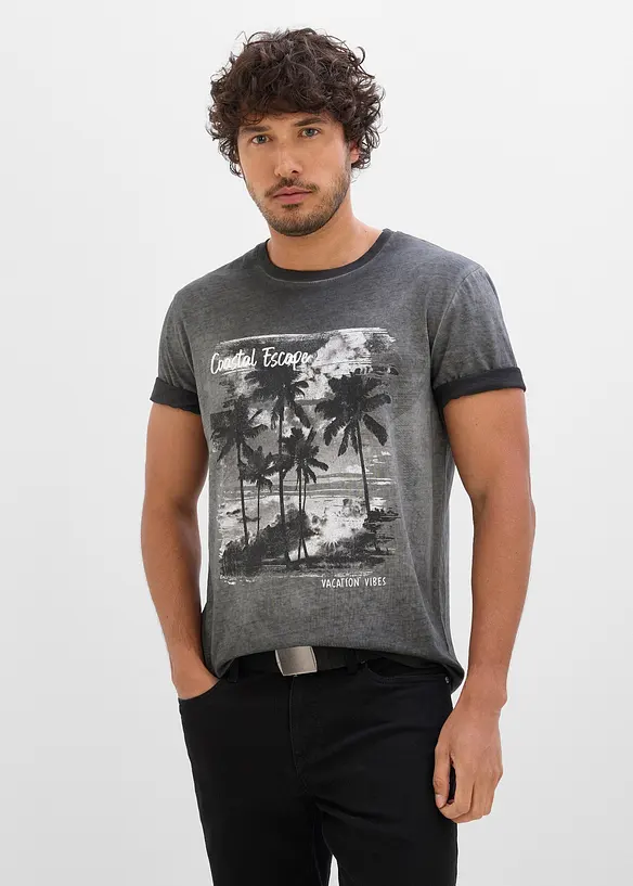 T-skjorte i 100% &oslash;kologisk bomull og vasket look, bonprix