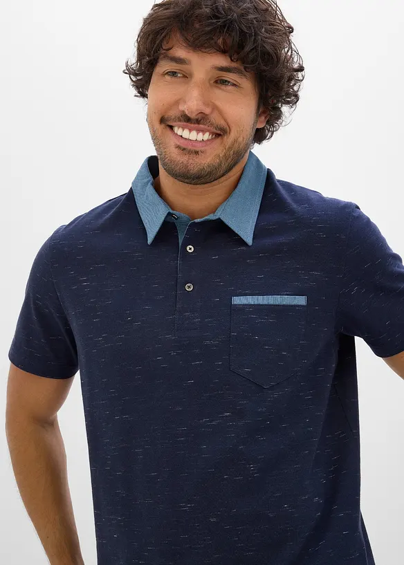 Poloskjorte med vevd krage, bonprix