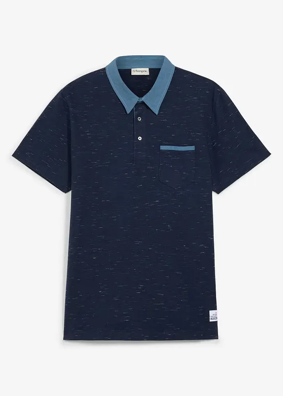 Poloskjorte med vevd krage, bonprix