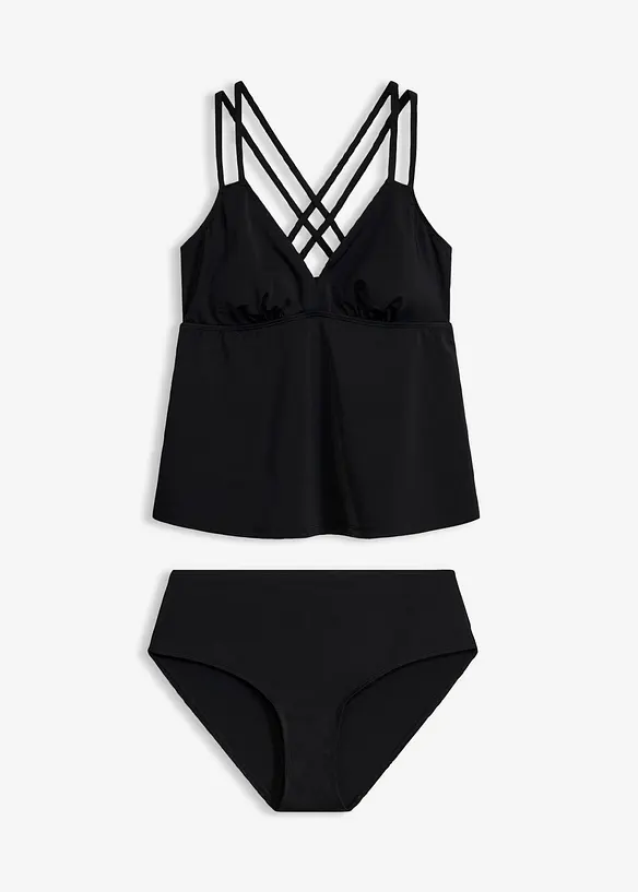 Tankini med kryssende stropper, hurtigt&oslash;rkende, bonprix