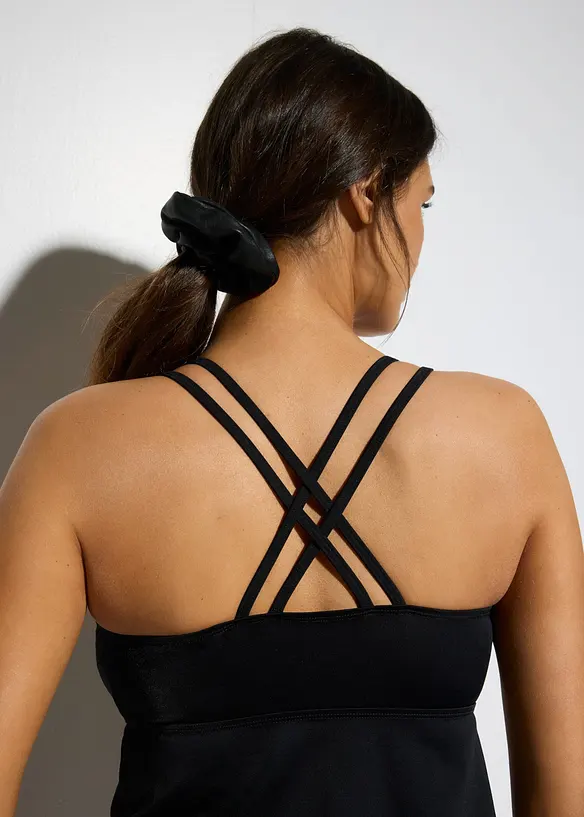 Tankini med kryssende stropper, hurtigt&oslash;rkende, bonprix