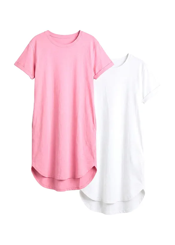 Jerseykjole i lett flammegarn av &oslash;kologisk bomull (2-pack), bonprix