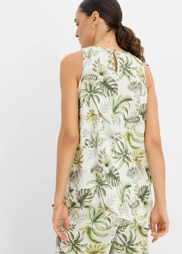 M&oslash;nstret bluse i linblanding, bonprix