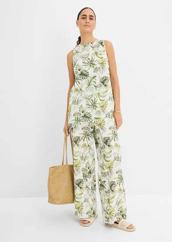 M&oslash;nstret bluse i linblanding, bonprix