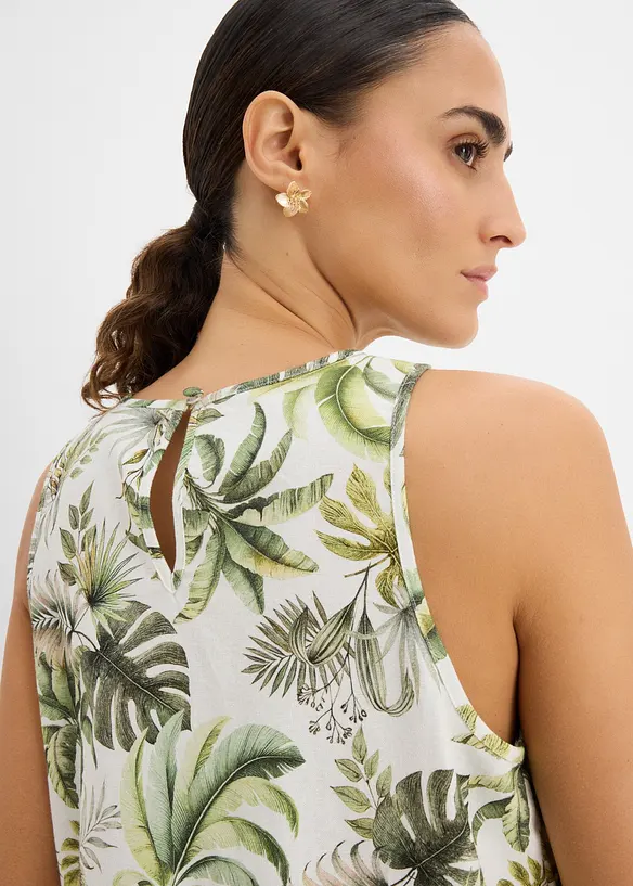 M&oslash;nstret bluse i linblanding, bonprix