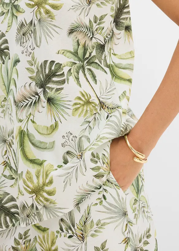 M&oslash;nstret bluse i linblanding, bonprix