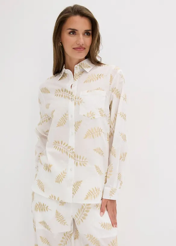 Bomullsskjorte med broderi, bonprix