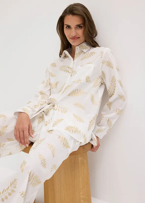 Bomullsskjorte med broderi, bonprix