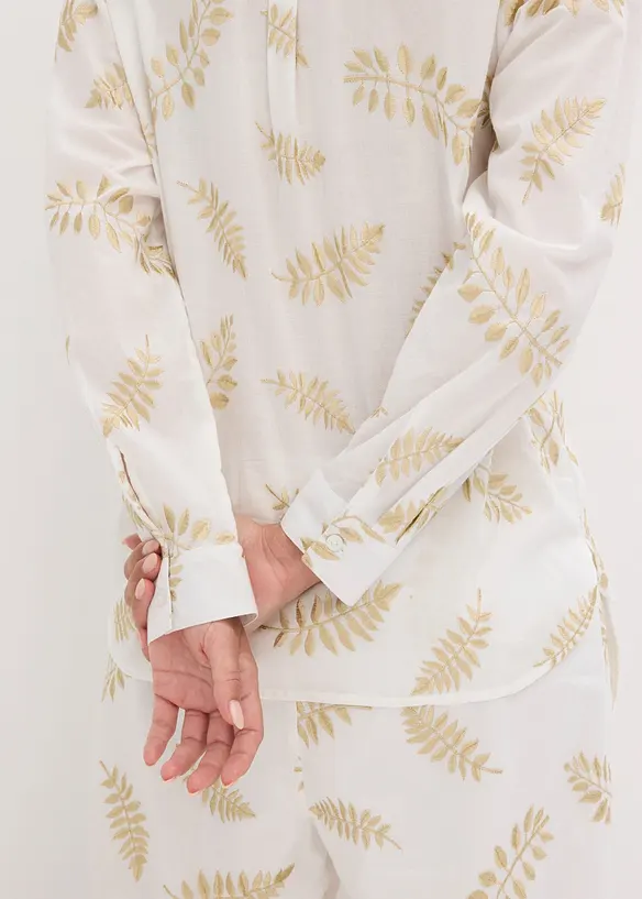 Bomullsskjorte med broderi, bonprix