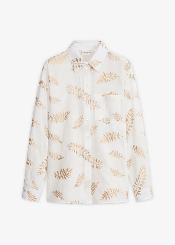 Bomullsskjorte med broderi, bonprix