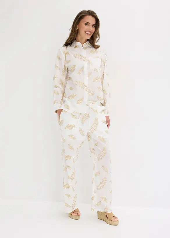 Bomullsskjorte med broderi, bonprix