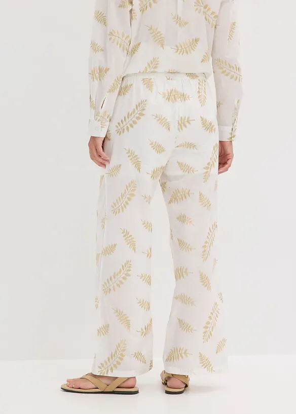 Vid bomullsbukse med broderi, bonprix