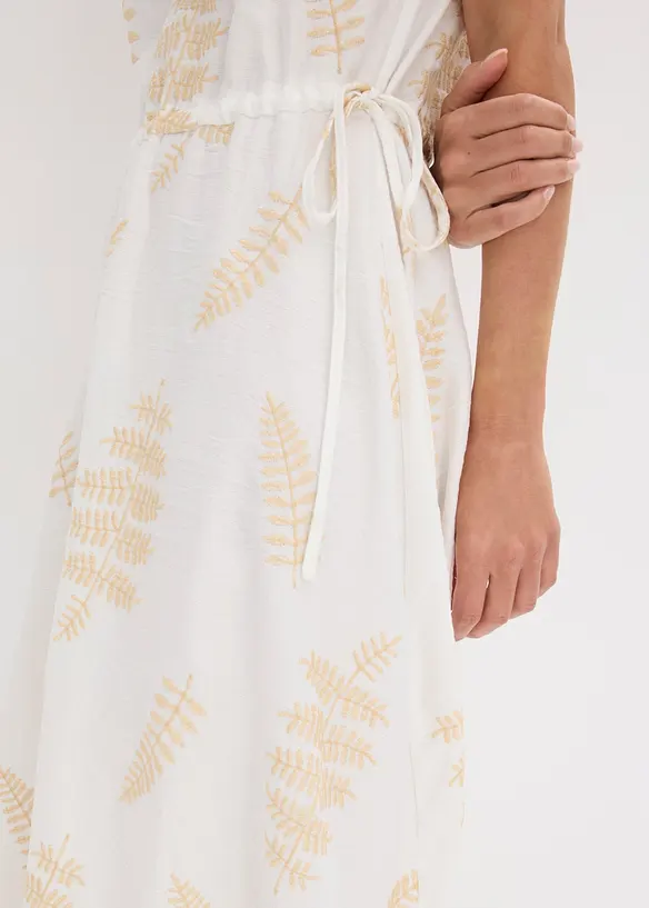 Midikjole med broderier, bonprix