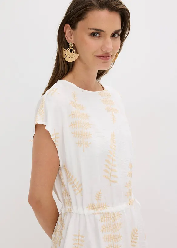 Midikjole med broderier, bonprix