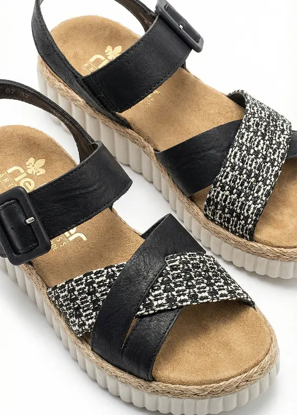 Kilesandaler med polstrede inners&aring;ler fra Rieker, Rieker