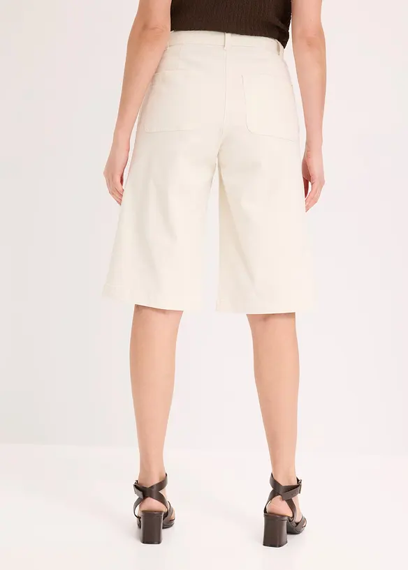 Wide Leg-bermudashorts av elastisk twillmateriale, bonprix