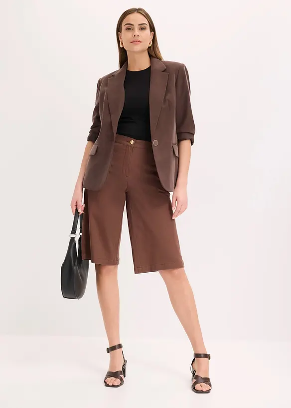 Wide Leg-bermudashorts av elastisk twillmateriale, bonprix