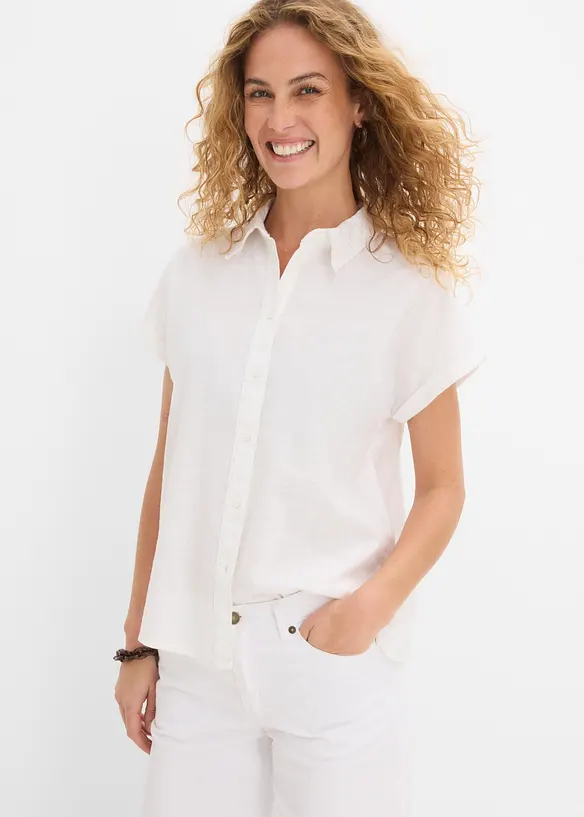 Bomullsbluse med hullbroderi, bonprix
