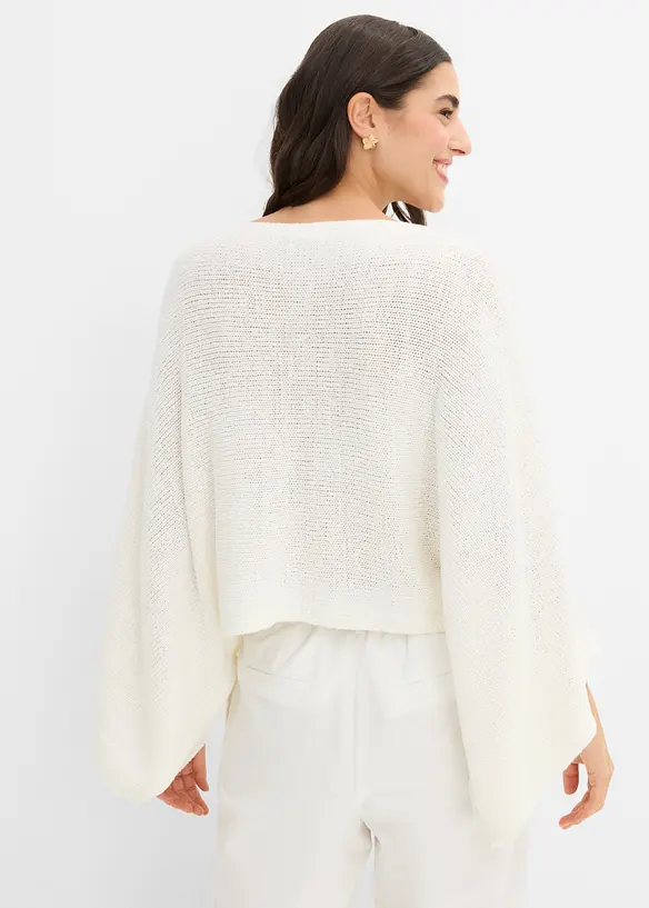 Kimono genser i b&aring;ndgarn, bonprix