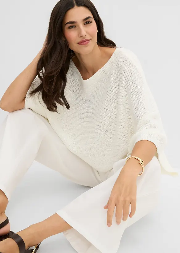 Kimono genser i b&aring;ndgarn, bonprix