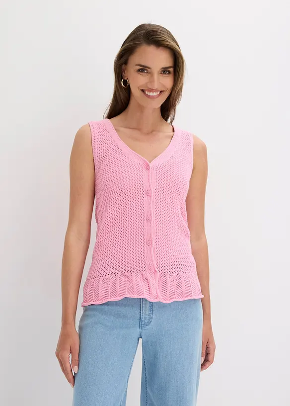 Strikket vest i bomull, bonprix