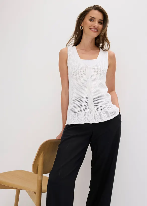 Strikket vest i bomull, bonprix