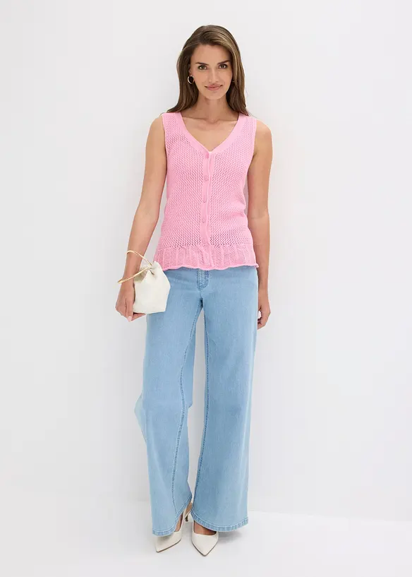 Strikket vest i bomull, bonprix