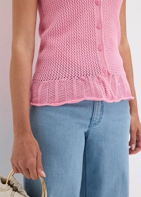 Strikket vest i bomull, bonprix